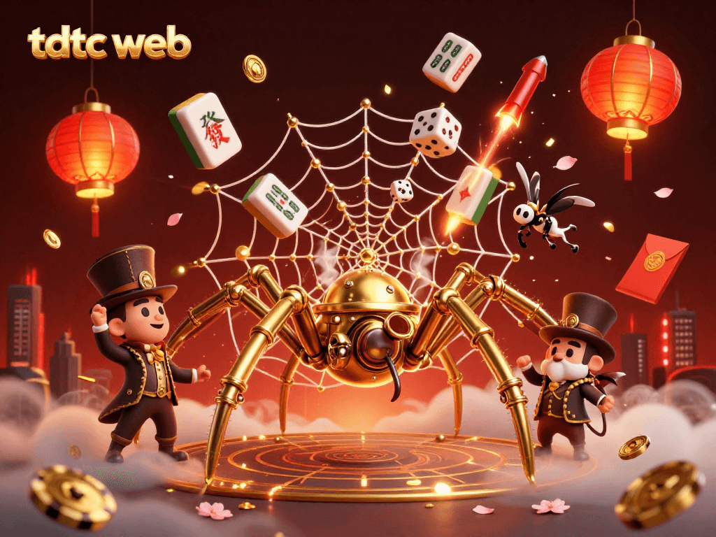 Experience thrilling gameplay at tdtc web with a steampunk spider and poker elements.