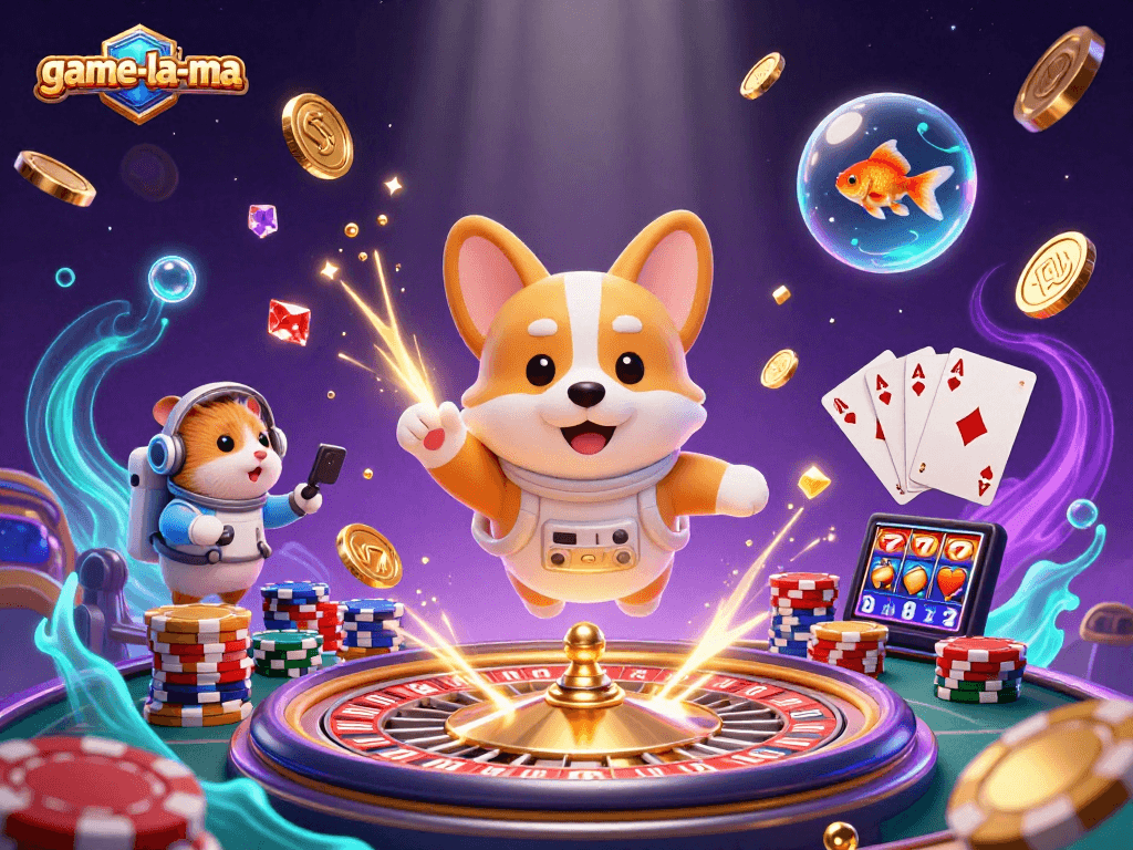 Experience thrilling gaming with game-la-ma in an exciting space station casino scene.