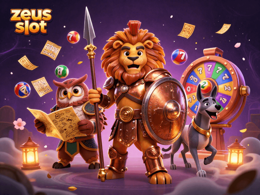 Menang di zeus slot dengan keberuntungan bersinar, reel slot berputar meriah.