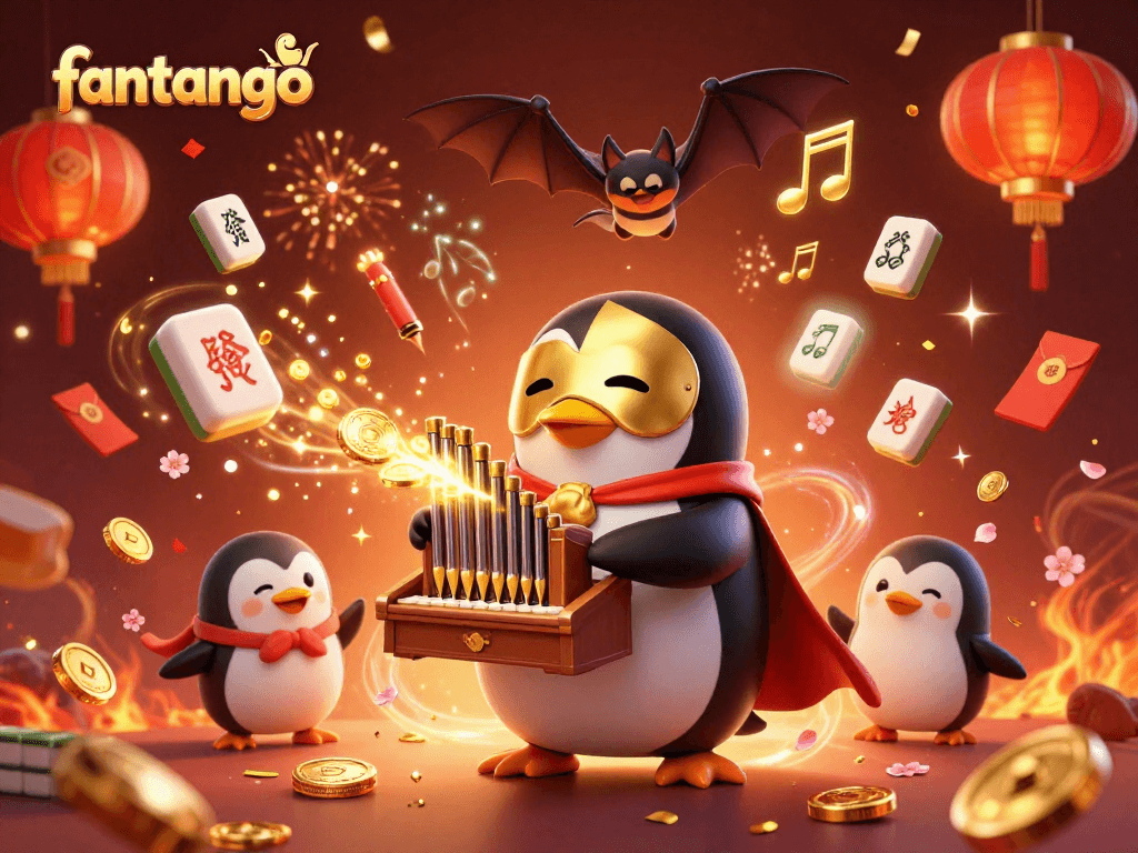 Experience the thrill of fantango with a vibrant casino scene featuring a whimsical penguin and dynamic elements.