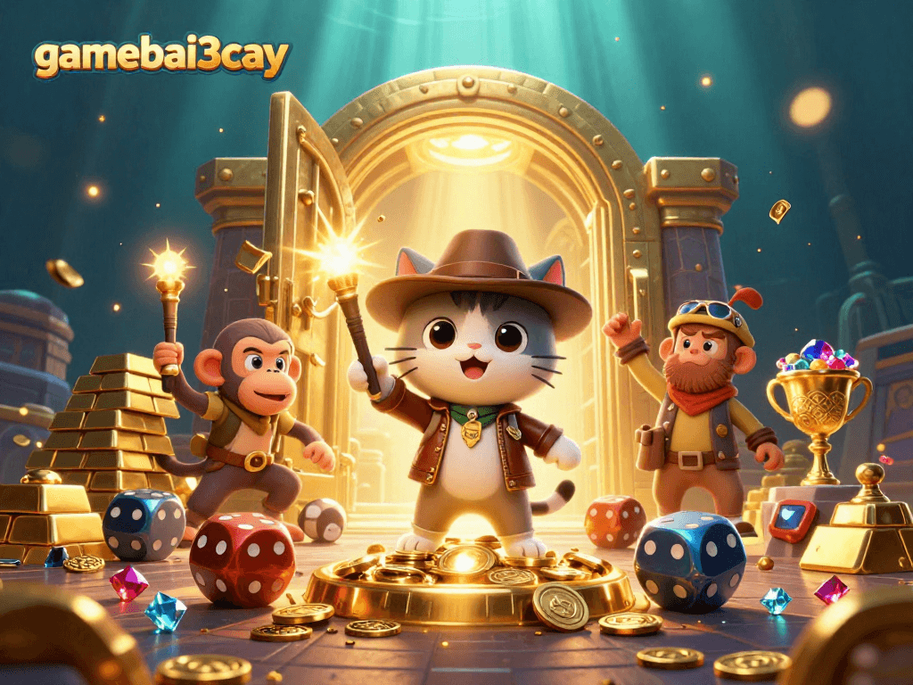 Experience thrilling adventures with gamebai3cay in a vibrant 3D casino treasure hunt.