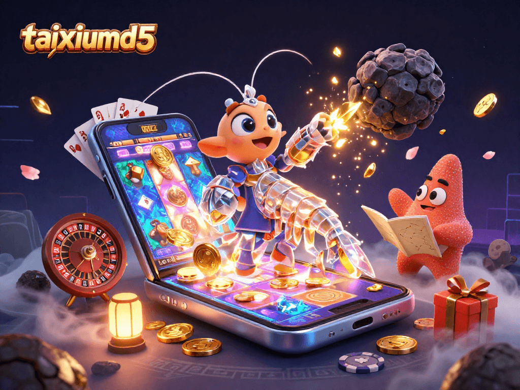 Engage in thrilling gameplay with taixiumd5 and vibrant visuals of a galactic samurai amidst casino excitement.