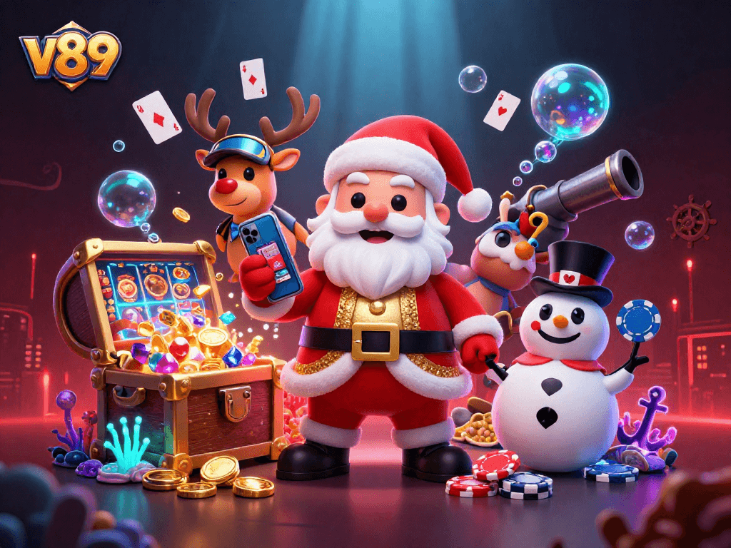 Dapatkan pengalaman fantastis dengan v89 dan slot jackpot yang menarik di kasino modern ini, lengkap dengan tema Natal.