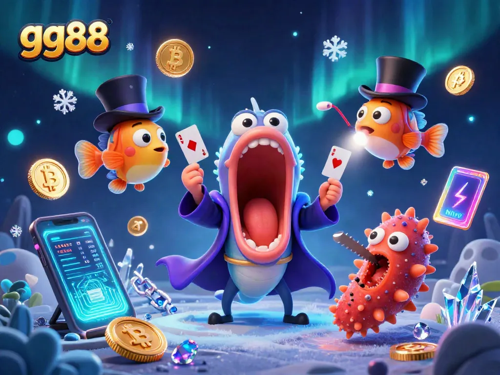 Experience the thrilling magic at gg88 with a captivating underwater casino scene showcasing captivating characters and blockchain elements.