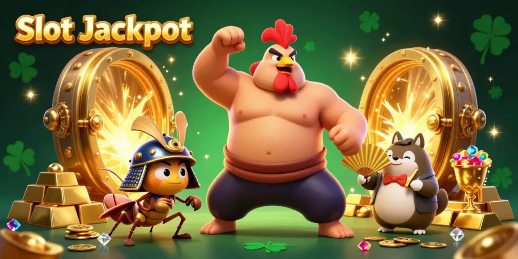 Experience the thrill of winning big with Slot Jackpot in this vibrant casino illustration.