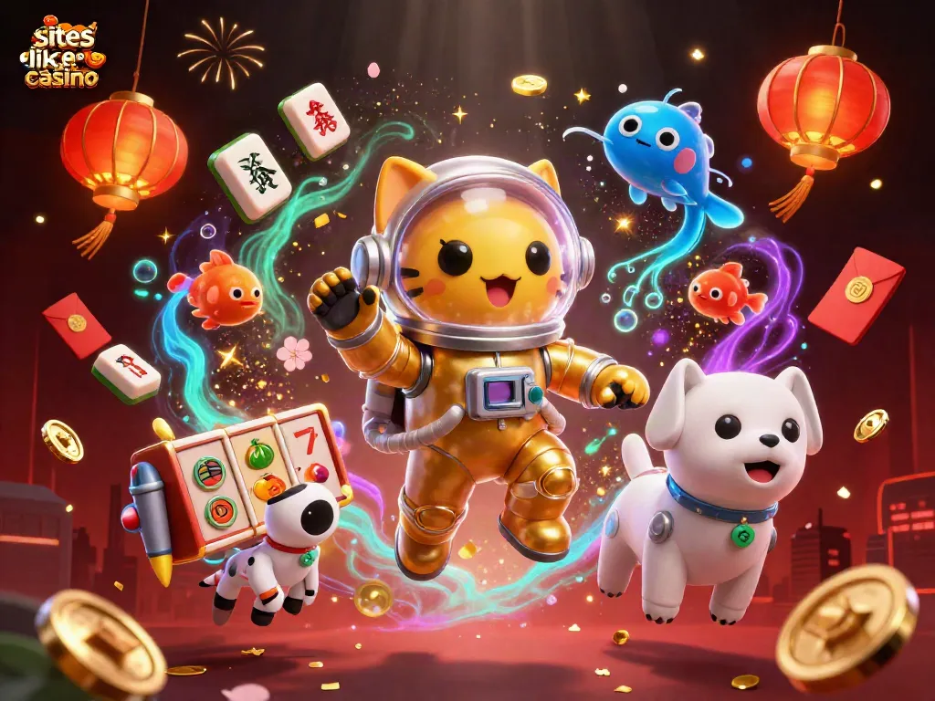 Engage with sites like cafe casino in a vibrant 3D casino illustration showcasing exciting gaming elements.