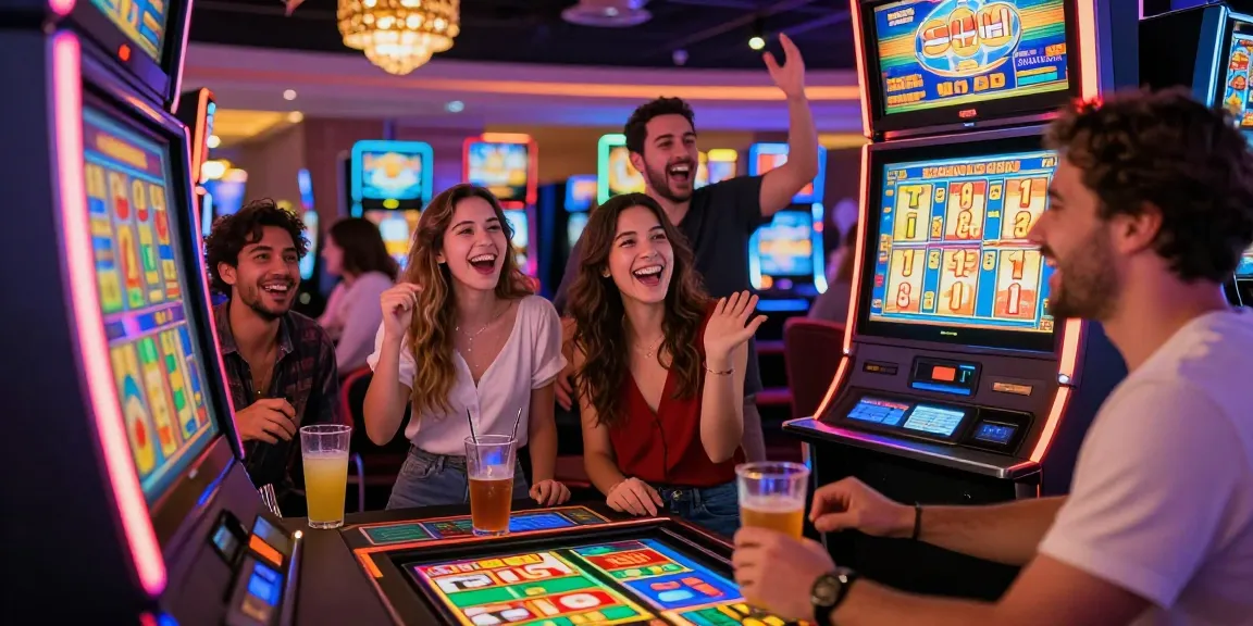 Bermain bandar slot dengan teman-teman di kasino yang ceria dan hidup.