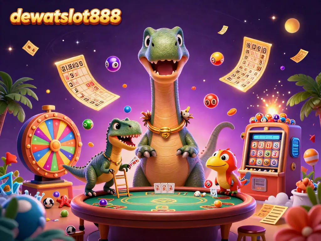 Menangkan permainan di dewataslot888 dengan brontosaurus besar dan raptor dealer kartu di kasino.