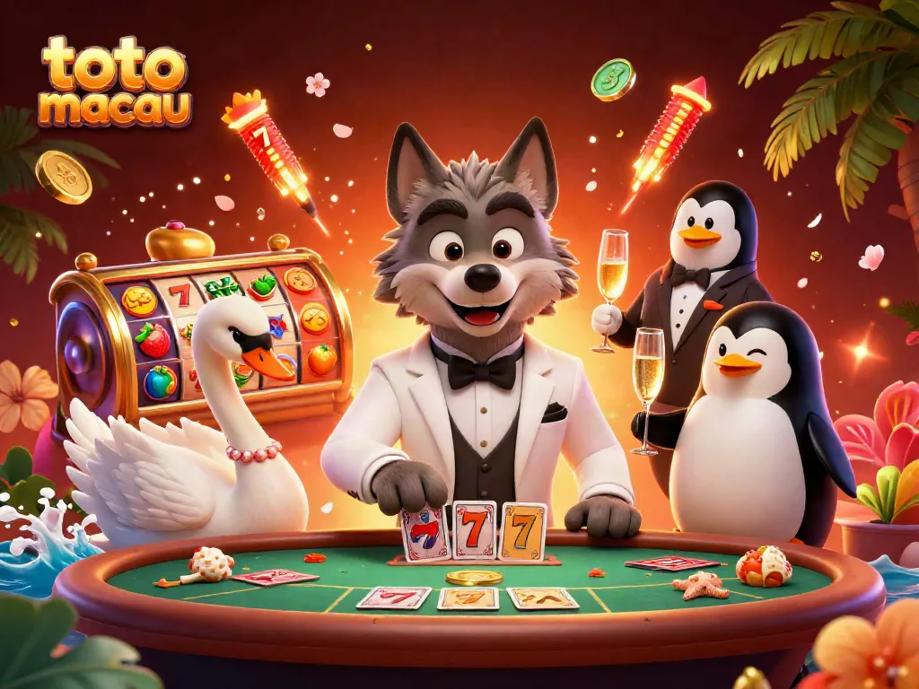 Bermain judi dengan toto macau di lukisan 3D, menghadirkan suasana slot dan permainan kartu yang mengasyikkan.