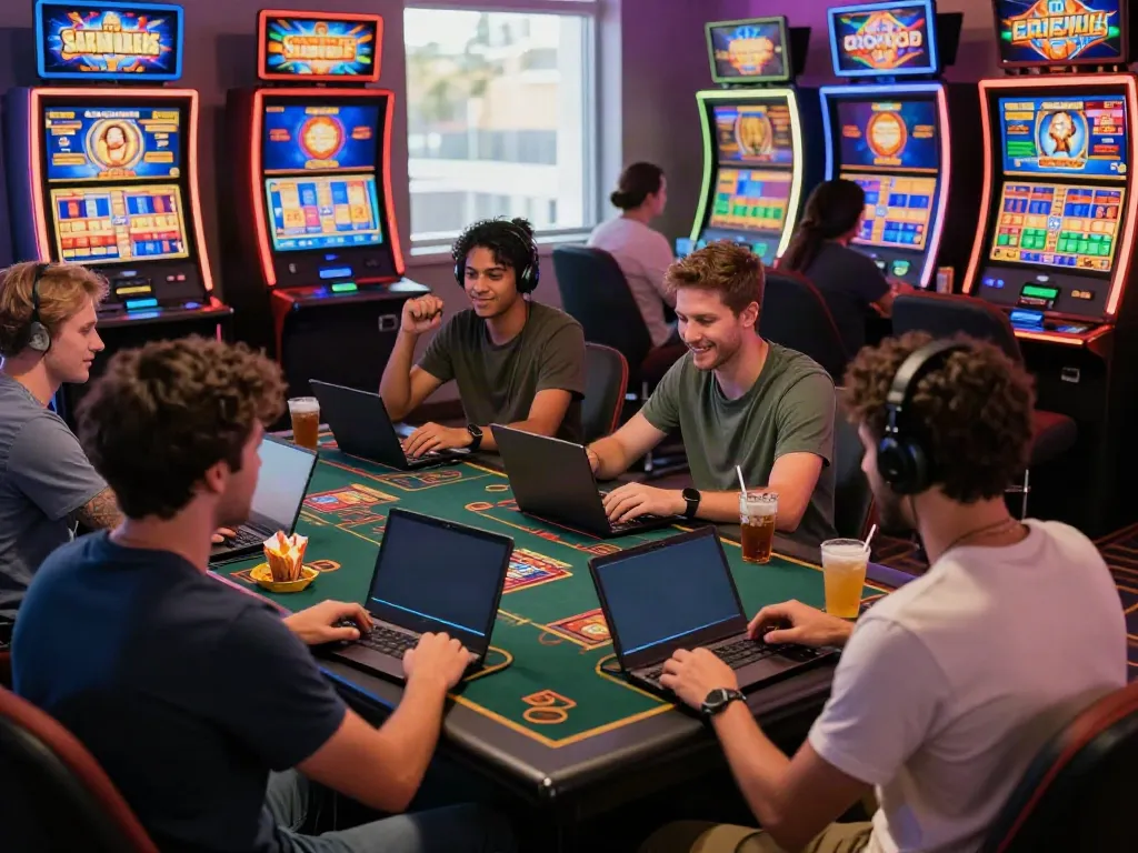 Akunjp online gambling players engaging in a lively virtual casino game.