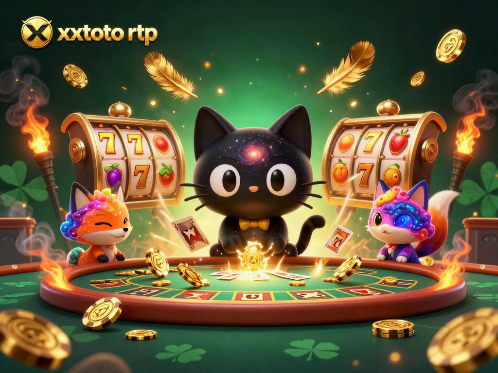 Menggandakan peluang menang dengan xxtoto rtp, kucing hitam 3D yang memikat di meja kasino.