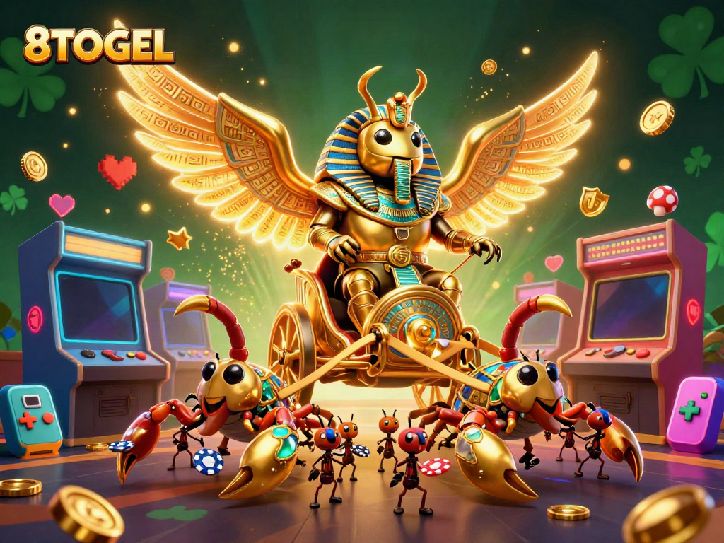 Memenangkan jackpot dengan 8TOGEL melalui ilustrasi kasino yang epik dan penuh warna.