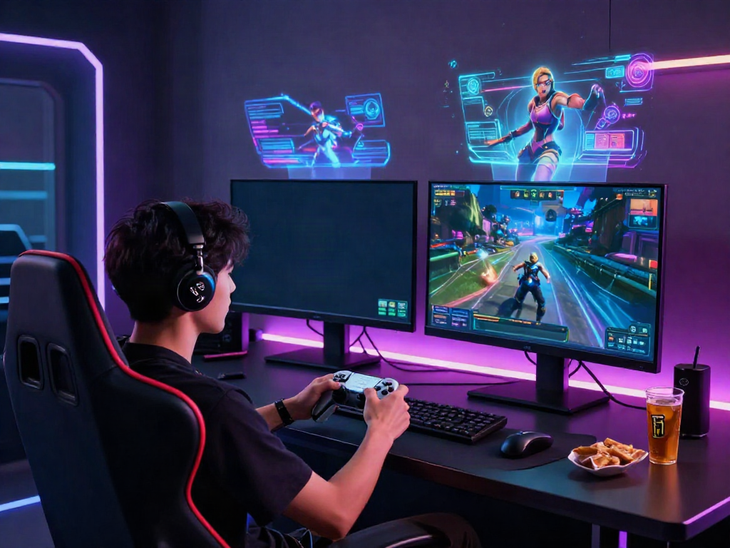 Player engaging with luxury111 online games in an immersive high-tech setup.
