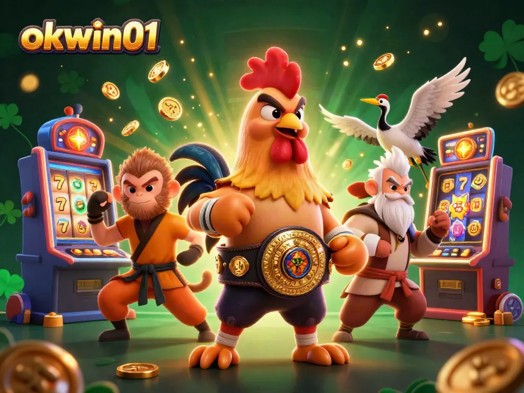 Experience thrilling gameplay with okwin01's vibrant 3D casino scene featuring dynamic characters and slot machines.