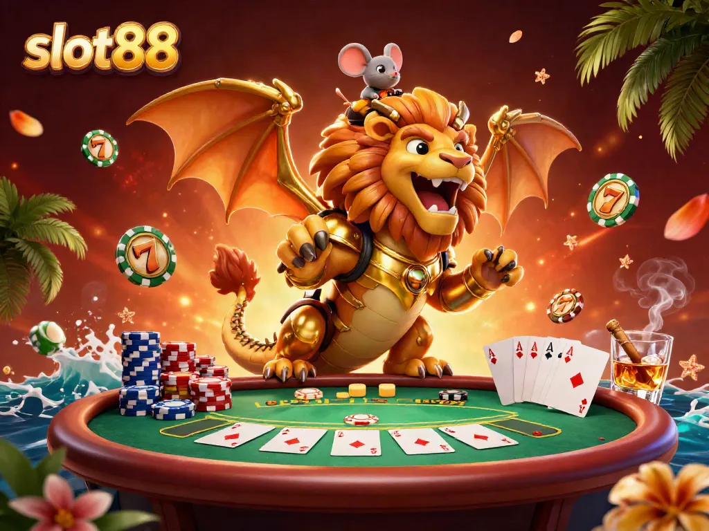 Slot88 memberikan sensasi bermain judi dengan karakter kartun unik dalam ilustrasi 3D.