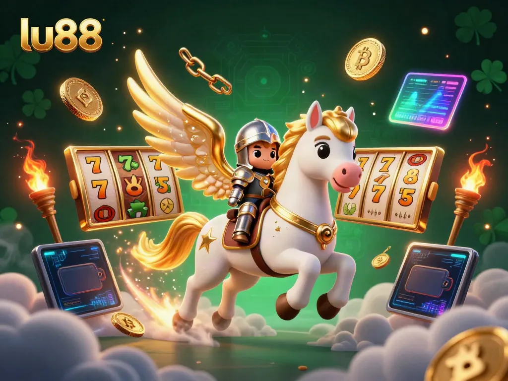 Spin the reels at lu88 with magical elements and cosmic adventure in this vibrant casino illustration