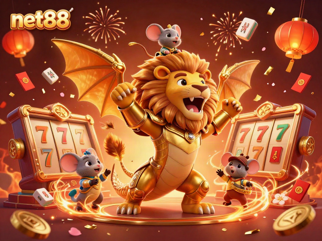 Experience the thrill of net88 with enchanting casino elements and a triumphant chimera.