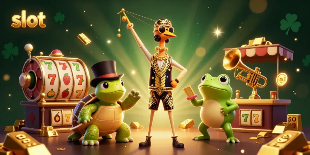 Spin the slot with vibrant characters at a lively speakeasy, showcasing golden treasures.