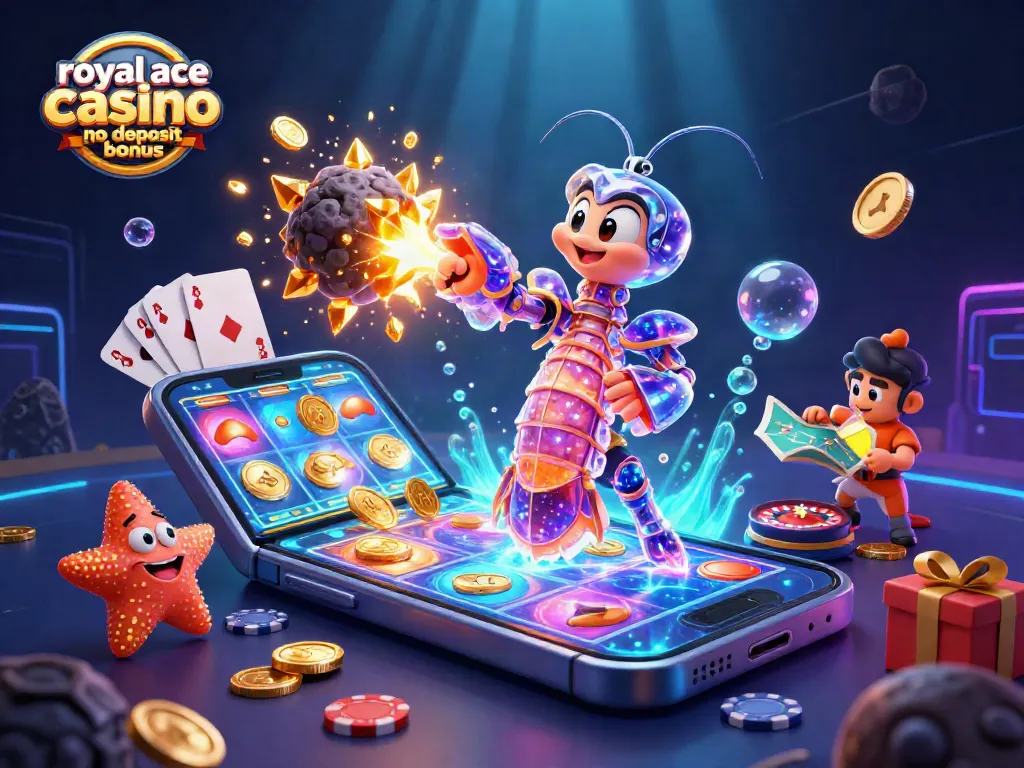 Engage players with the royal ace casino no deposit bonus showcasing 3D characters and vibrant gameplay elements.