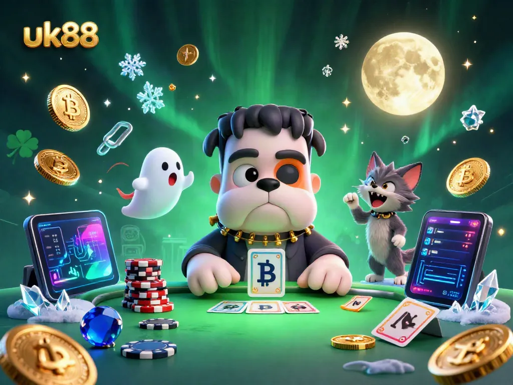 Engage with the immersive world of uk88, where a Frankenstein bulldog dealer and ghostly mouse create a thrilling casino atmosphere.