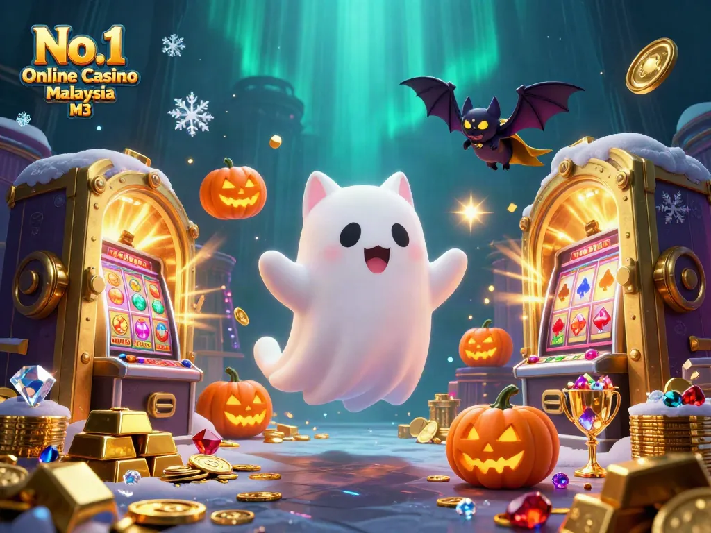 Experience the thrill at No.1 Online Casino Malaysia M3 with this vibrant 3D illustration of gaming delights.