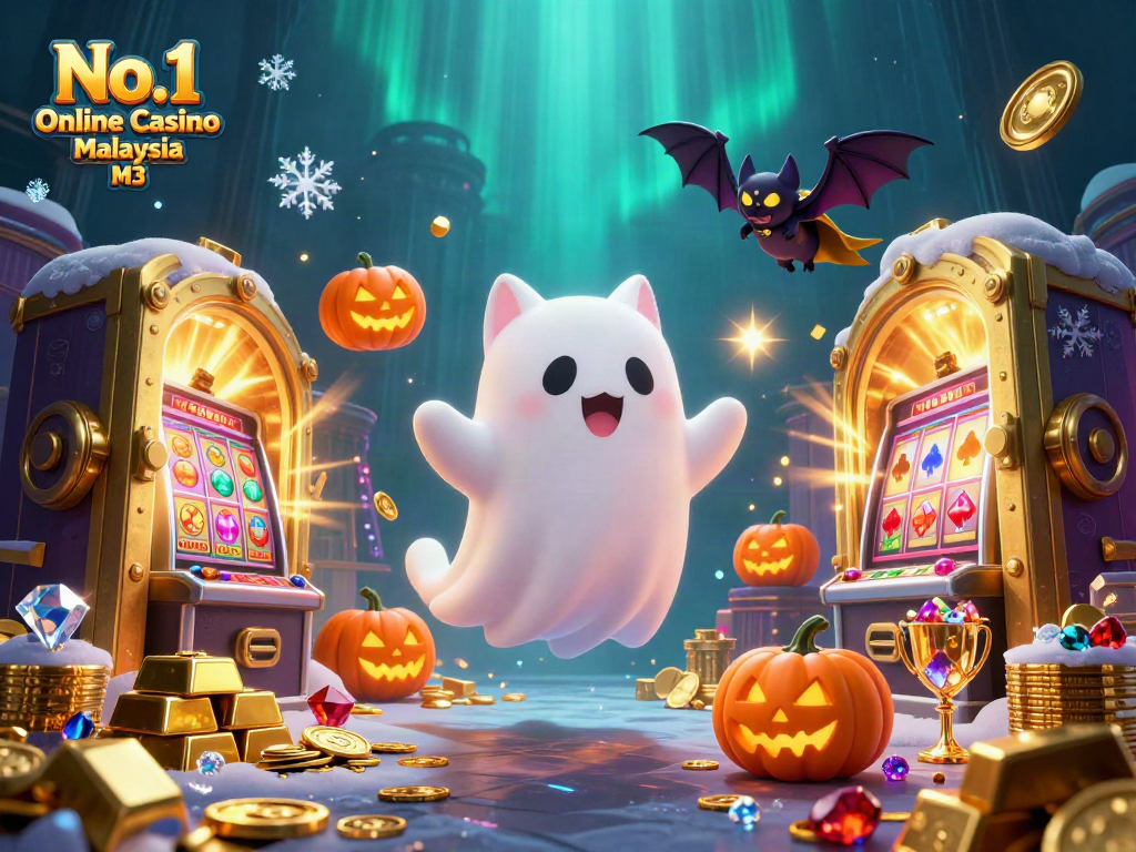 Experience the thrill at No.1 Online Casino Malaysia M3 with this vibrant 3D illustration of gaming delights.
