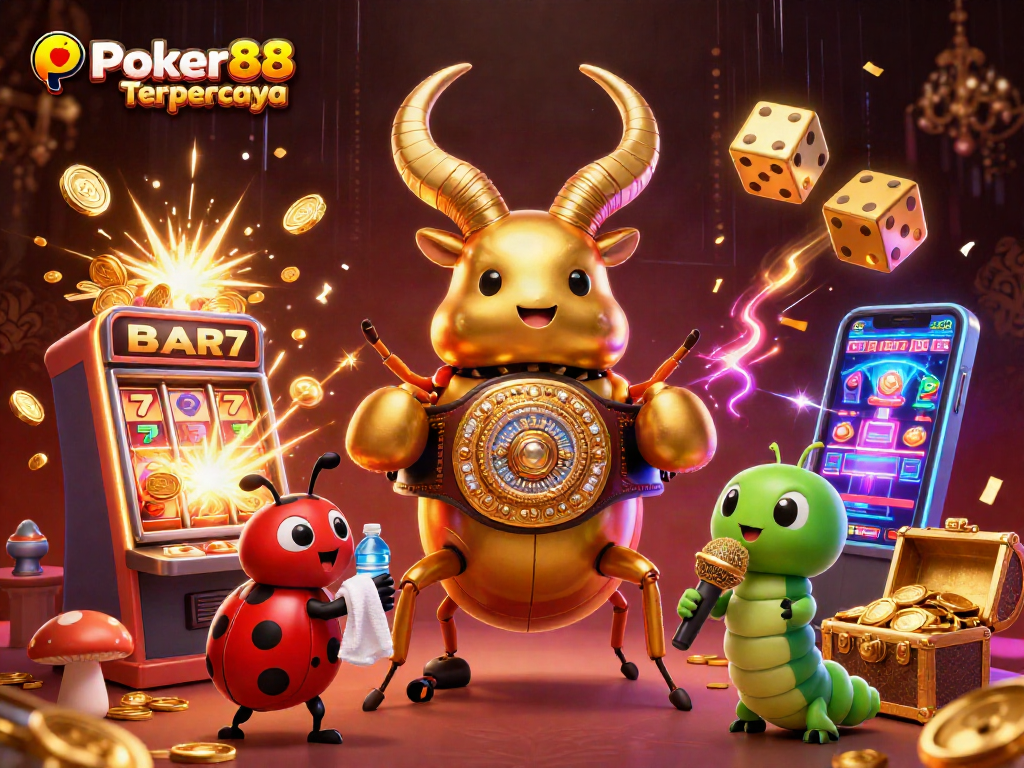 Experience thrilling gameplay at Poker88 Terpercaya with vibrant casino elements and animated characters.