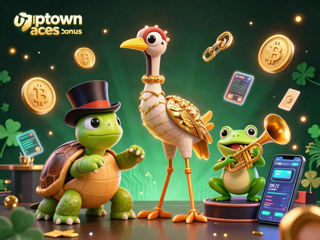 Explore uptown aces bonus codes in a vibrant 3D collage filled with casino elements and characters.