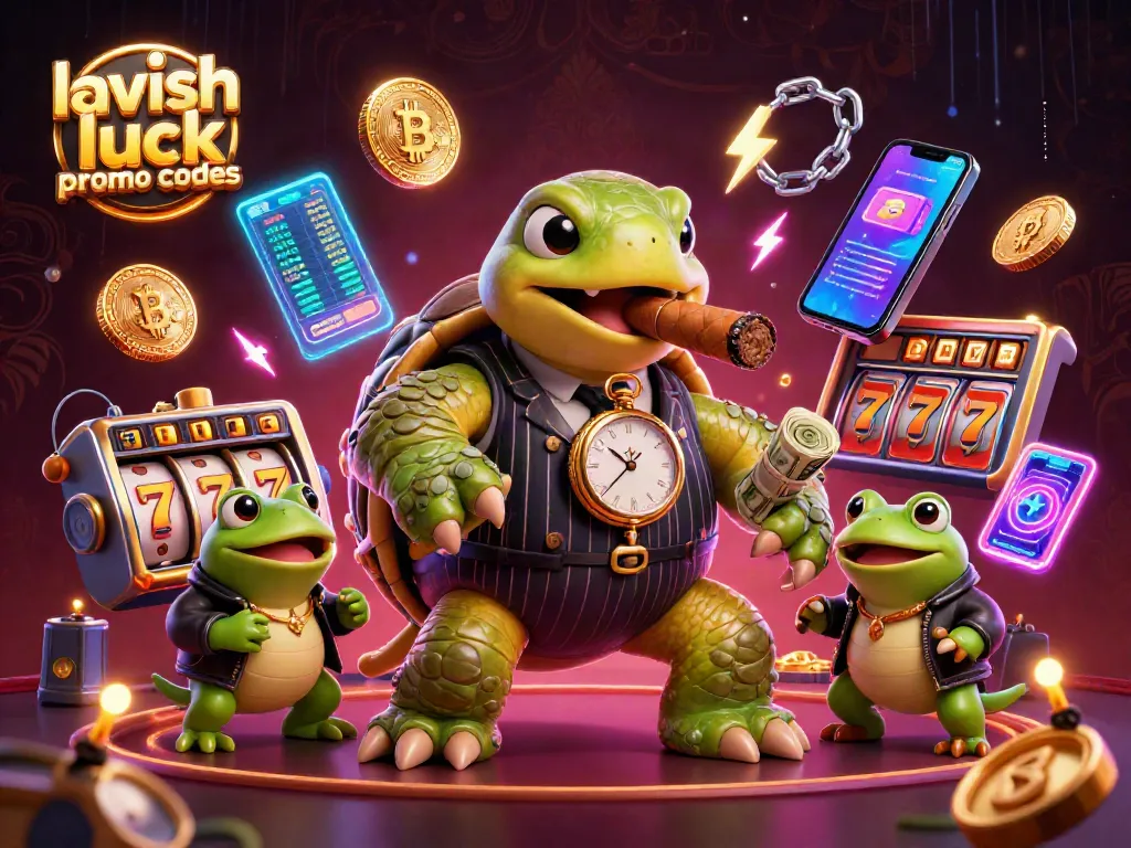 Play with lavish luck promo codes in this rich, energetic casino-themed illustration.