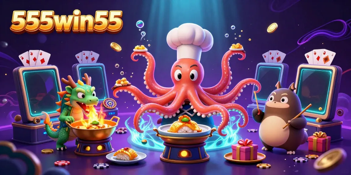 Engage in thrilling gameplay at 555win55, featuring vibrant characters and exciting gambling elements.