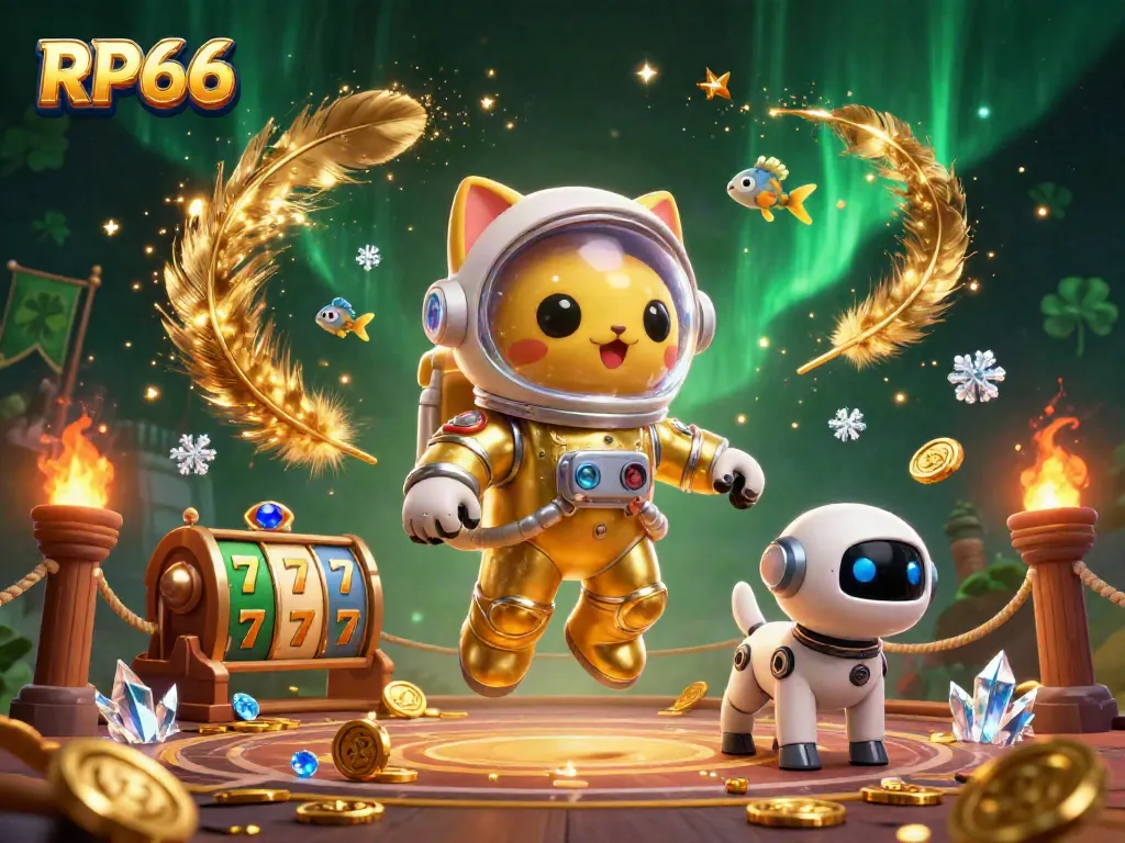 Engage in thrilling gameplay with RP66 featuring captivating gambling elements in a dynamic space scene.