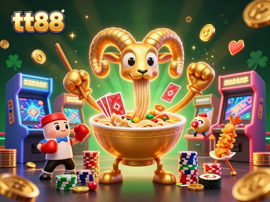 Engage with thrilling games at tt88, featuring vibrant 3D characters and casino elements.