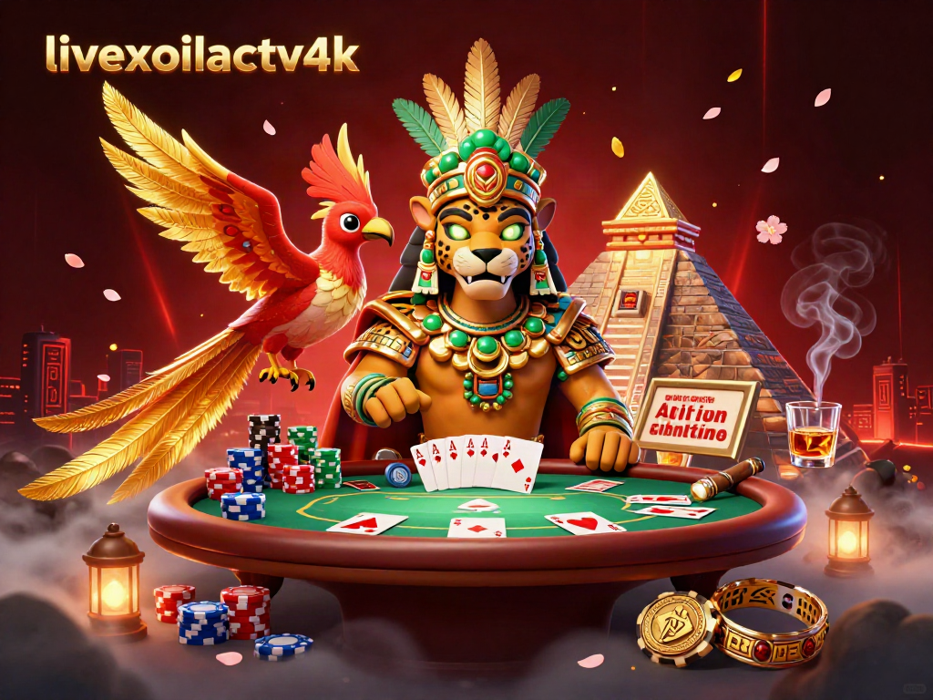 Experience livexoilactv4k with dynamic poker elements featuring a Mayan priest and quetzal bird.