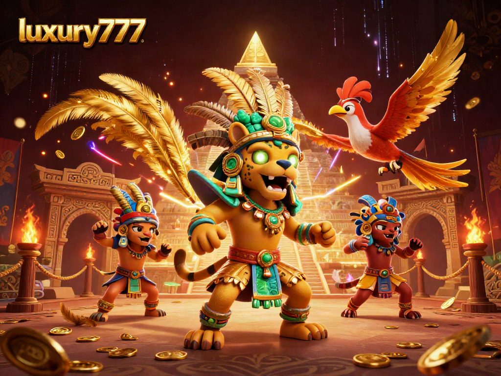 Menangkan di luxury777 dengan ilustrasi 3D mendetail tentang perjudian dengan bertema Mayan.