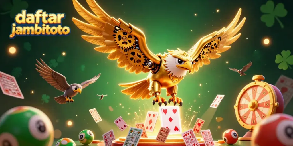 Engage with daftar jambitoto's thrilling lottery experience featuring dynamic golden eagle and vibrant game elements.