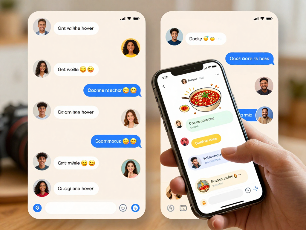 A dynamic digital chat interface highlighting spicy chat interactions among diverse avatars, showcasing engaging conversations.
