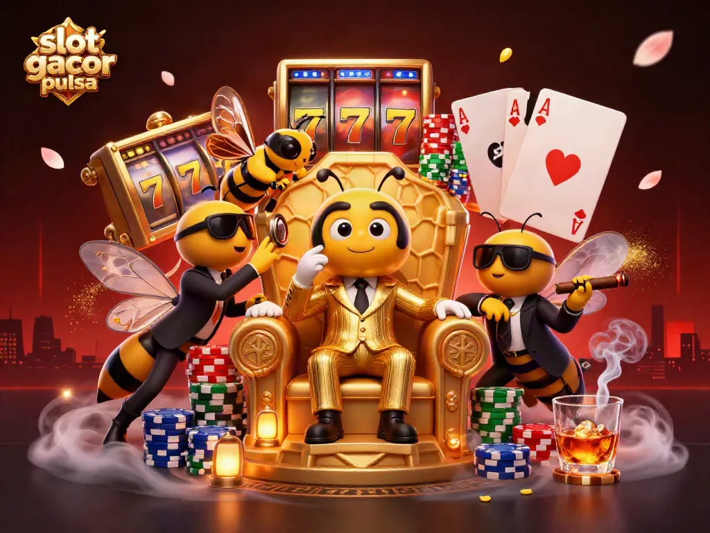 Experience the excitement of slot gacor pulsa with a vibrant, detailed casino scene featuring iconic symbols.