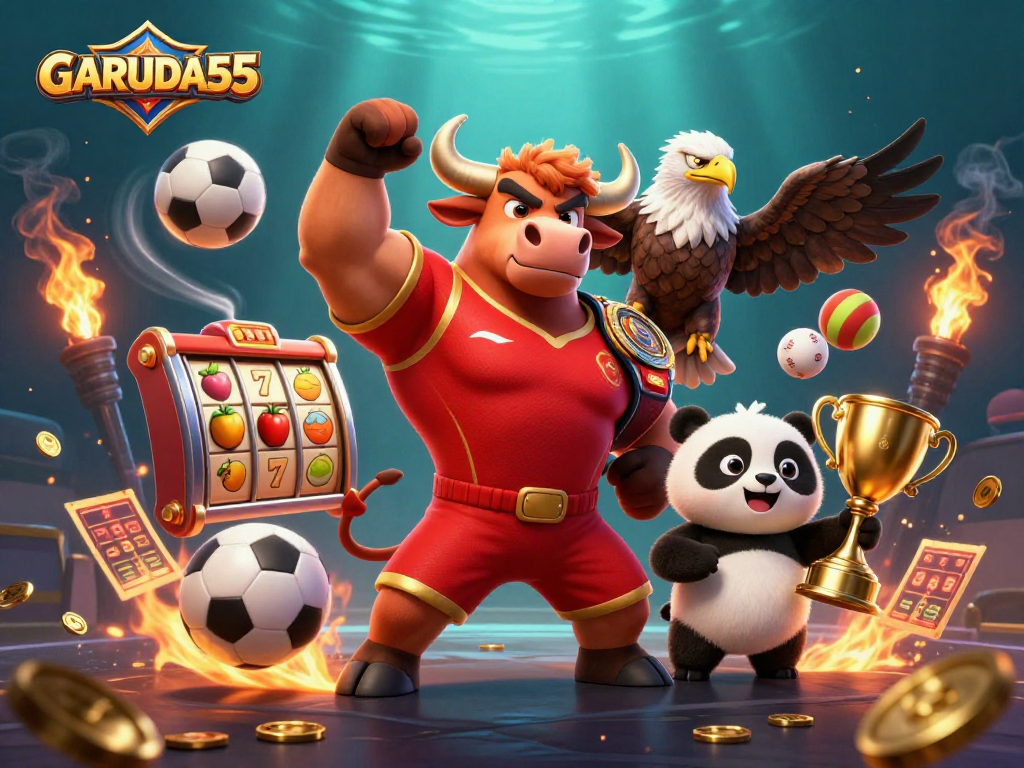 Permainan slot GARUDA55 memikat para pemain dengan berbagai simbol beruntung dan trofi emas.