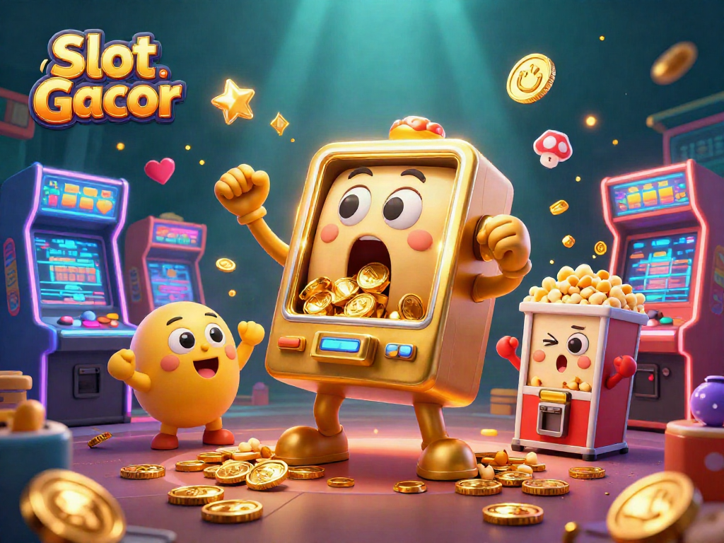 Celebrate your wins with Slot Gacor as golden coins cascade from the jackpot machine.