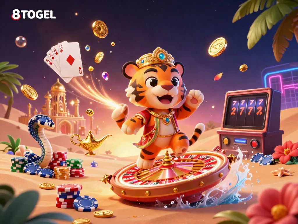 Engage with thrilling gaming action at 8TOGEL, where vibrant characters bring online gambling to life.