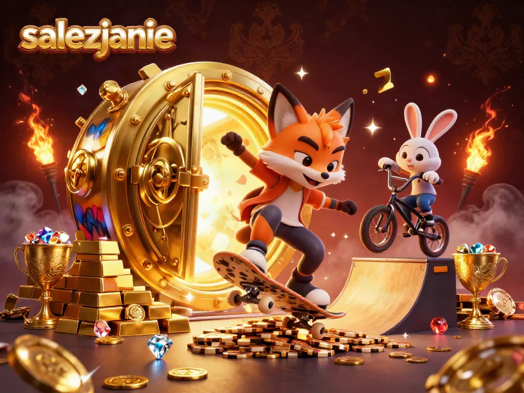 salezjanie grają, skacząc na złotych żetonach pokerowych w ulubionym kasynie