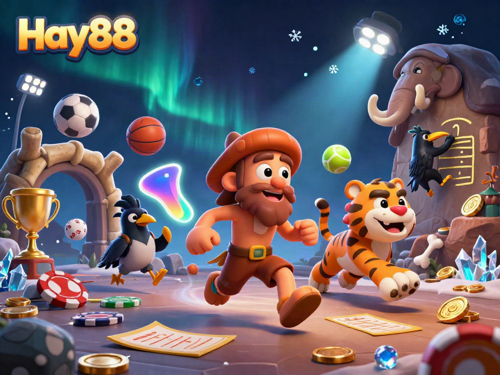 Experience thrilling gameplay at Hay88 with vibrant casino elements and animated 3D characters.