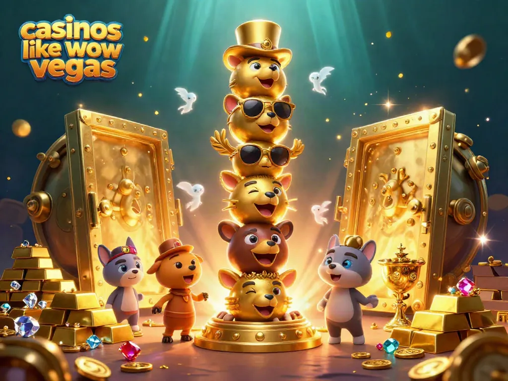 Experience the charm of casinos like WOW Vegas, featuring golden treasures and festive 3D characters.