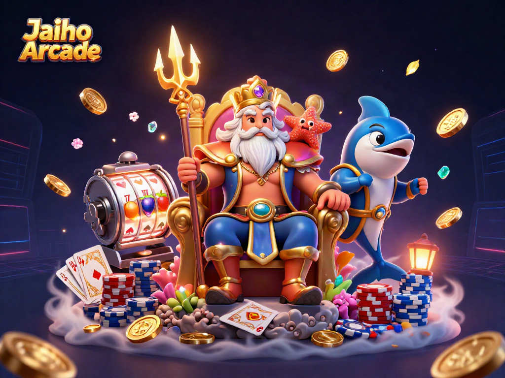 Experience the thrill of Jaiho Arcade with a vibrant illustration depicting engaging slot gameplay and immersive casino elements.