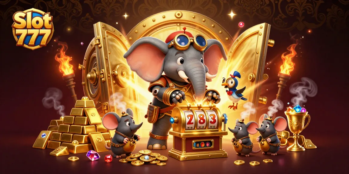 Meraih jackpot Slot 777 dengan mesin slot emas yang dikelola si gajah steampunk.